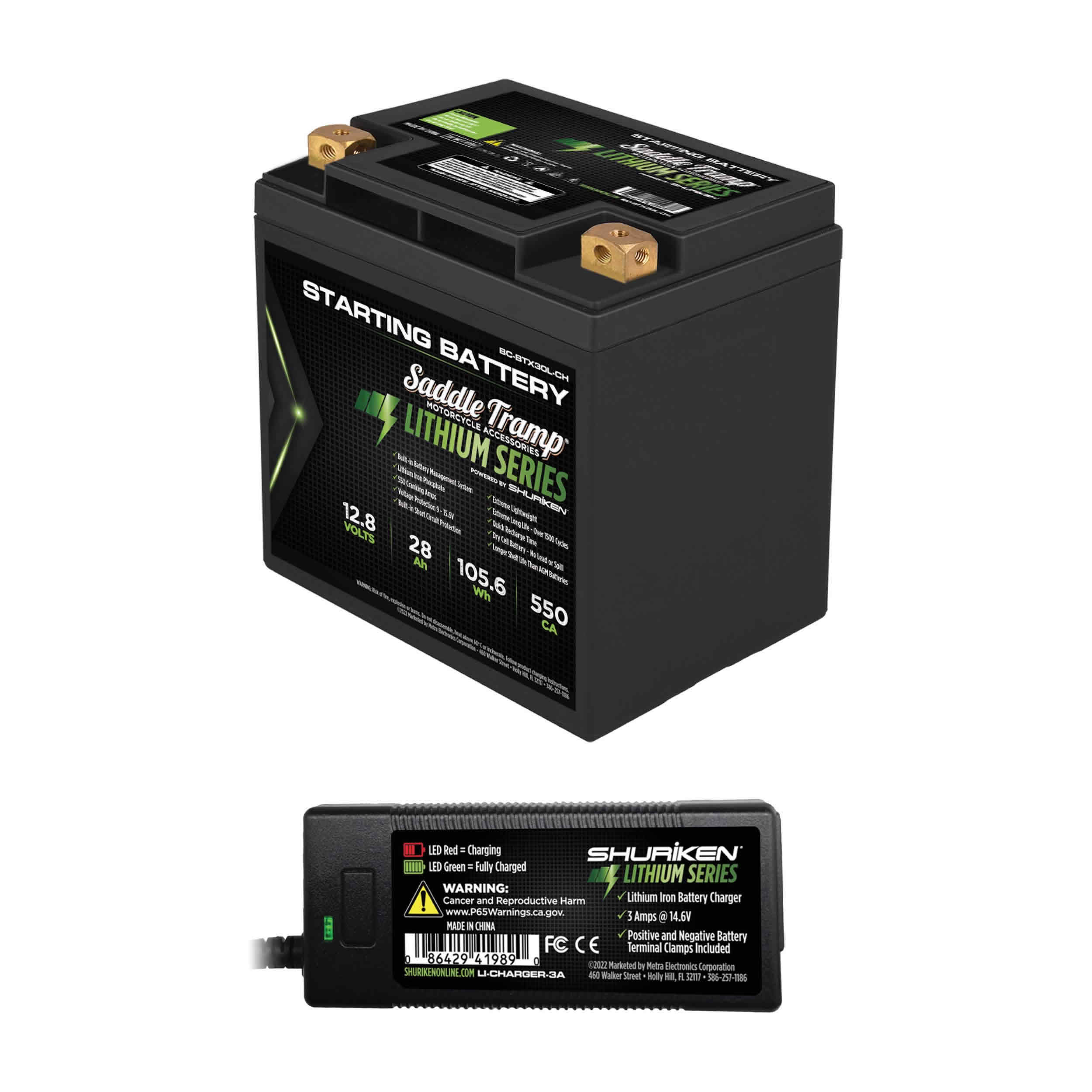 550CA / 10.15AH Lithium-Ion Starting Battery with Charger